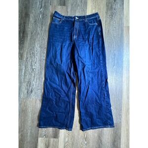 New‎ Look Adalae Wide Leg Jeans Women Size 10 Dark Wash Excellent High Waisted
